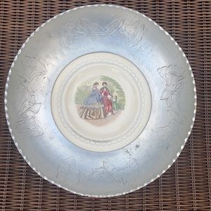 Vintage 🌸 Handwrought Aluminum & Porcelain Farberware Fruit Bowl Centerpiece